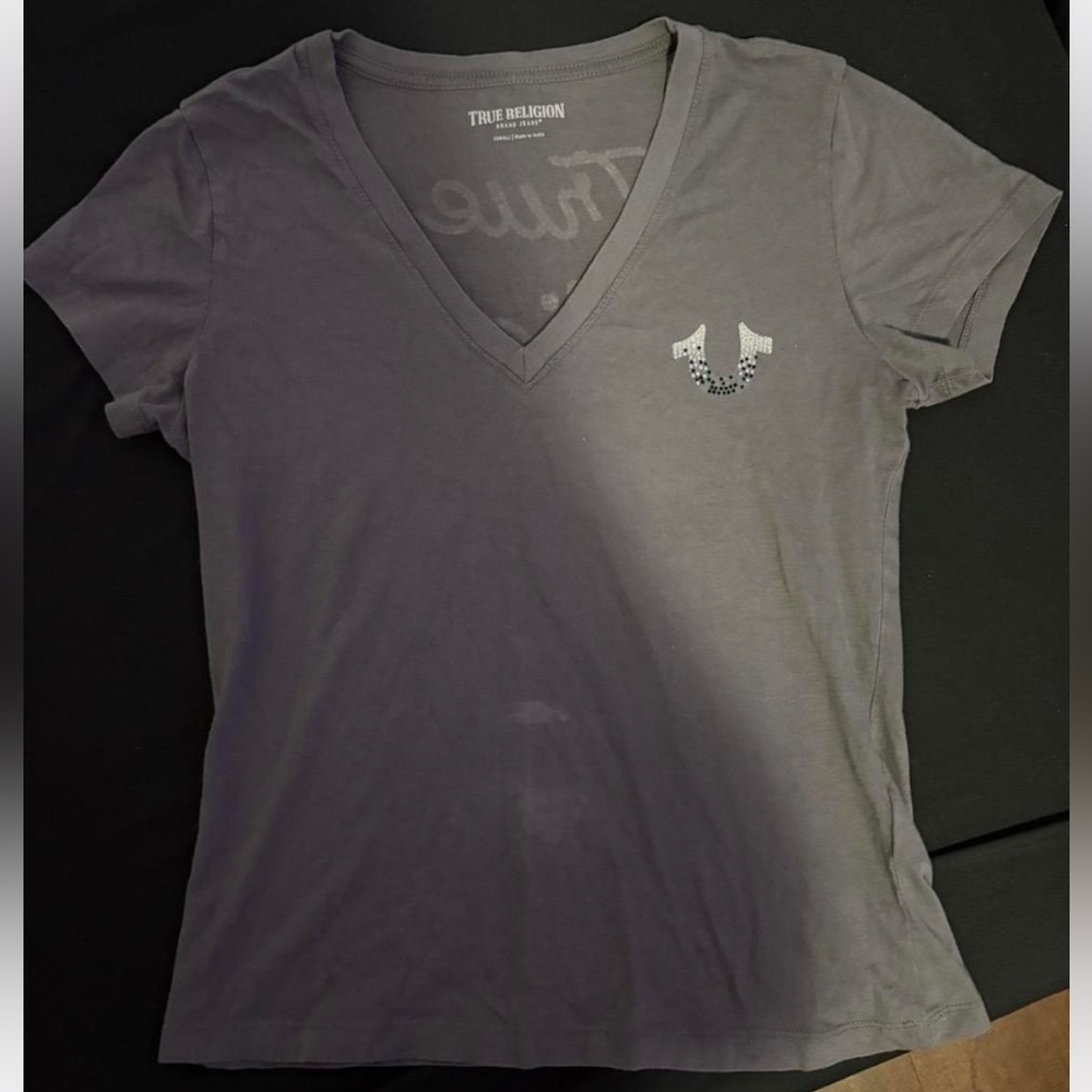 True Religion Gray Fitted Short Sleeve Tee